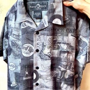 HARD ROCK CAFE -San Antonio Trademark Casual Men’s Button Up Shirt Gray Size L